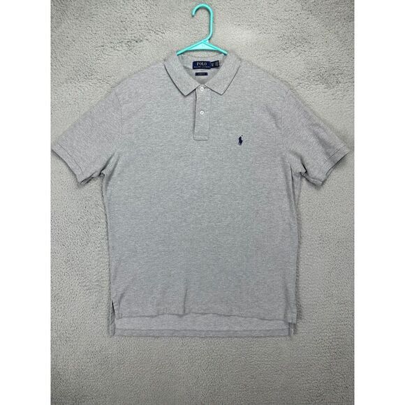 Polo Ralph Lauren Shirt Men XL Grey 100% Cotton Classic Fit Blue Pony Polo Rugby